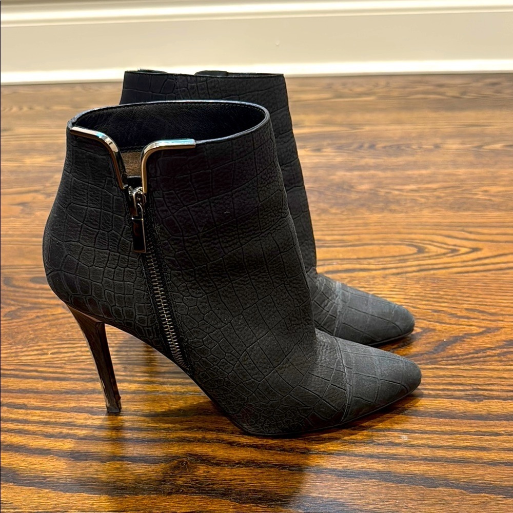 Lanvin Croc Embossed Ankle Boots